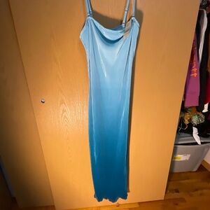No Boundaries Blue Ombre Slip Maxi Dress with Cowl Neckline